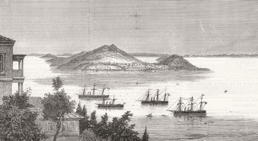 TURKEY. British fleet Princes Islands, sea of Marmara-from Prinkipo 1878 print
